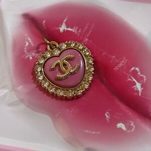 Chanel Pink Heart Brooch with Gold and Silver Details